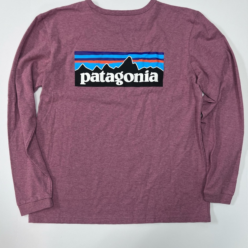 Patagonia Responsibili-Tee Long Sleeve P-6 Logo Mauve Pink Size M